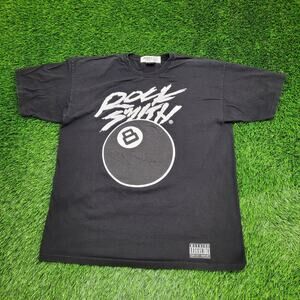 Vintage Rock-Smith 8-Ball-Pool Shirt L/XL 23x29 Black Billiard